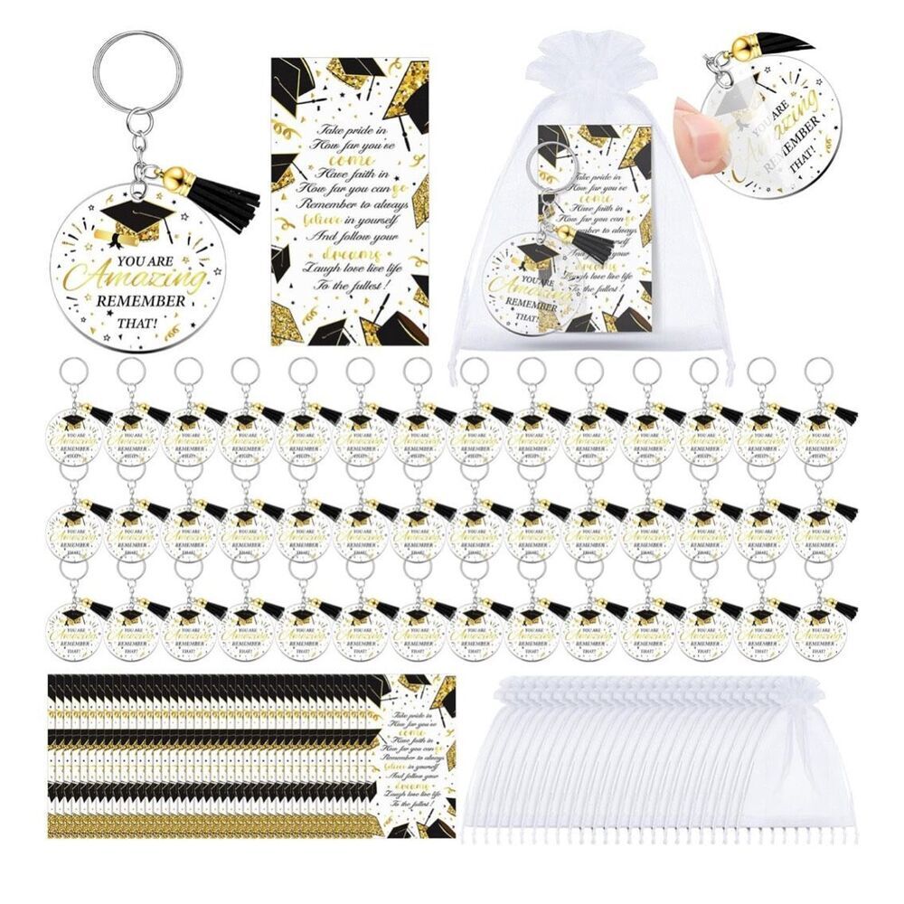 NEW 150 Pcs Graduation Gifts Keychain Tassels Appreciation Cards 50 Bags
